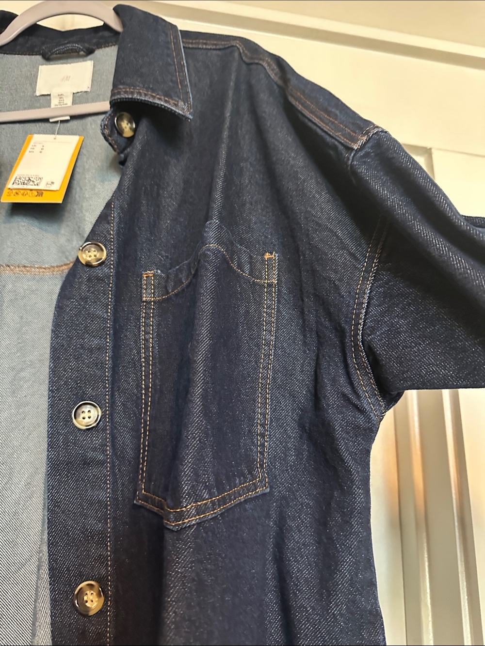 H&M Navy Denim Jacket with Contrast Stitching - Picture 5 of 7